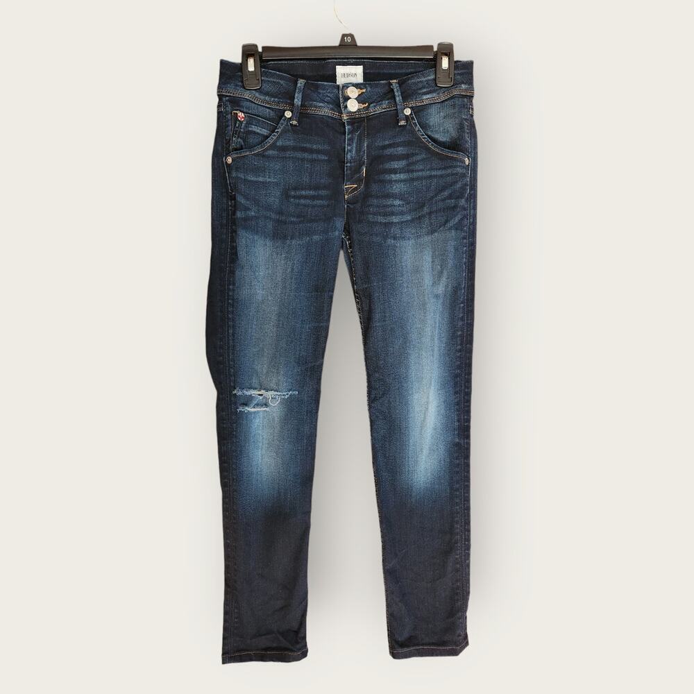Hudson Jeans Women's Skinny Dark Blue Distressed Denim